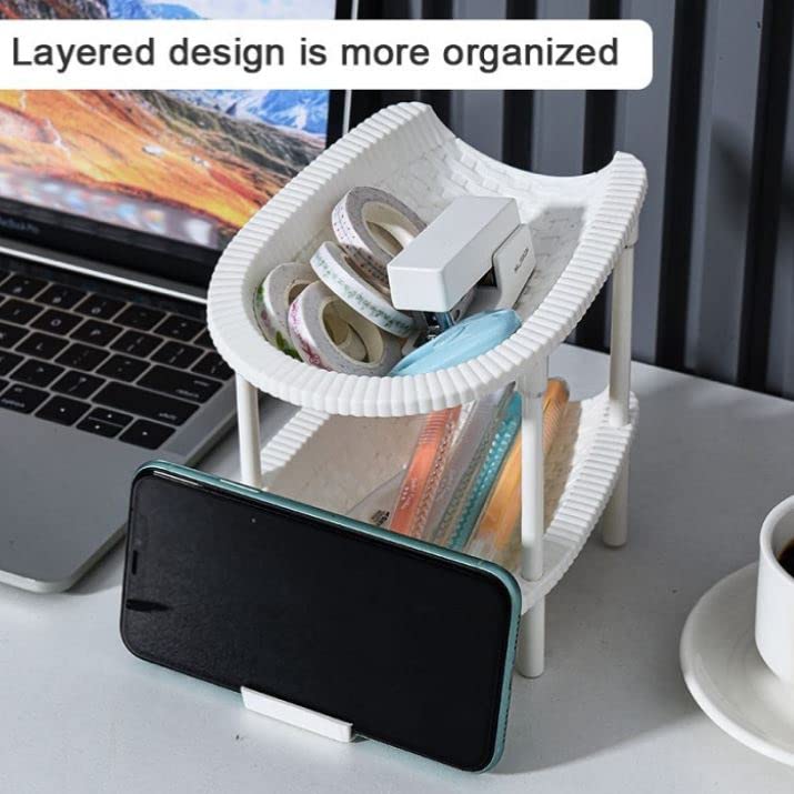 *Double Layer Desk Organizer Stationery Storage Stand phone Holder*
