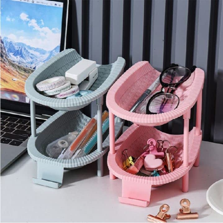 *Double Layer Desk Organizer Stationery Storage Stand phone Holder*