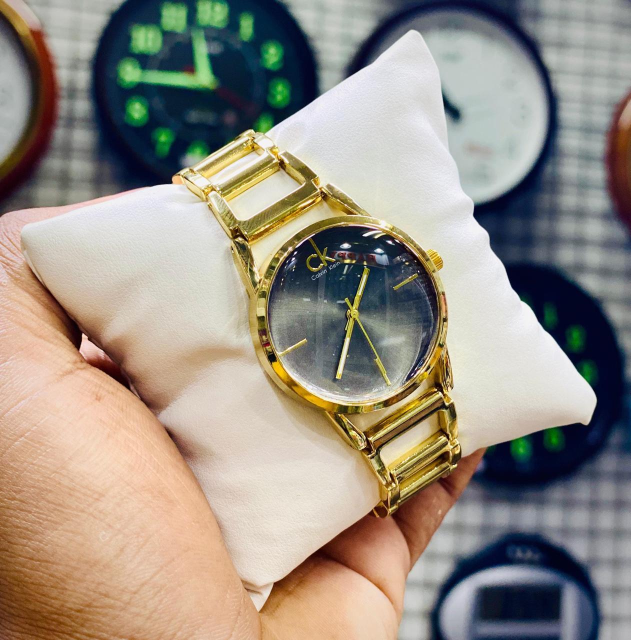 *NEW ARRIVALS ✨*  *CK CALVIN KLEIN STEEL WATCHES FOR LADIES*  *GOLD STEEL WITH DIFFERENT COLOR DIALS*