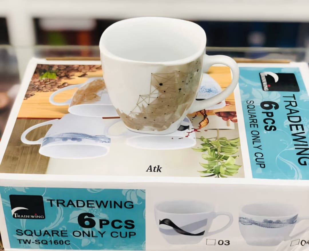 6 Pcs High Quality Square Type Ceramic Tea Cup Set