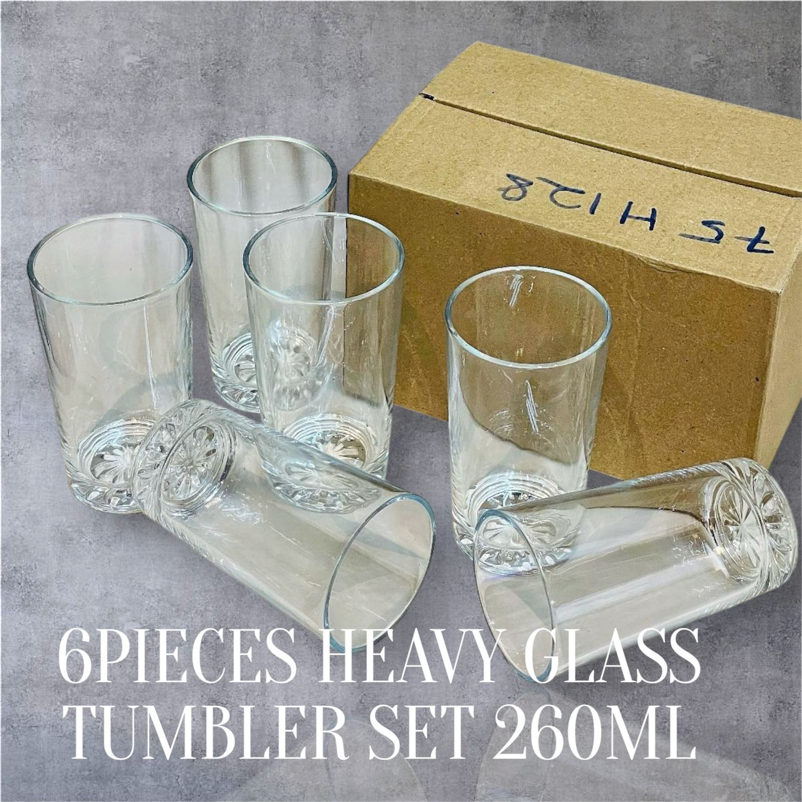6pcs Glass Tumbler Set (260ml)