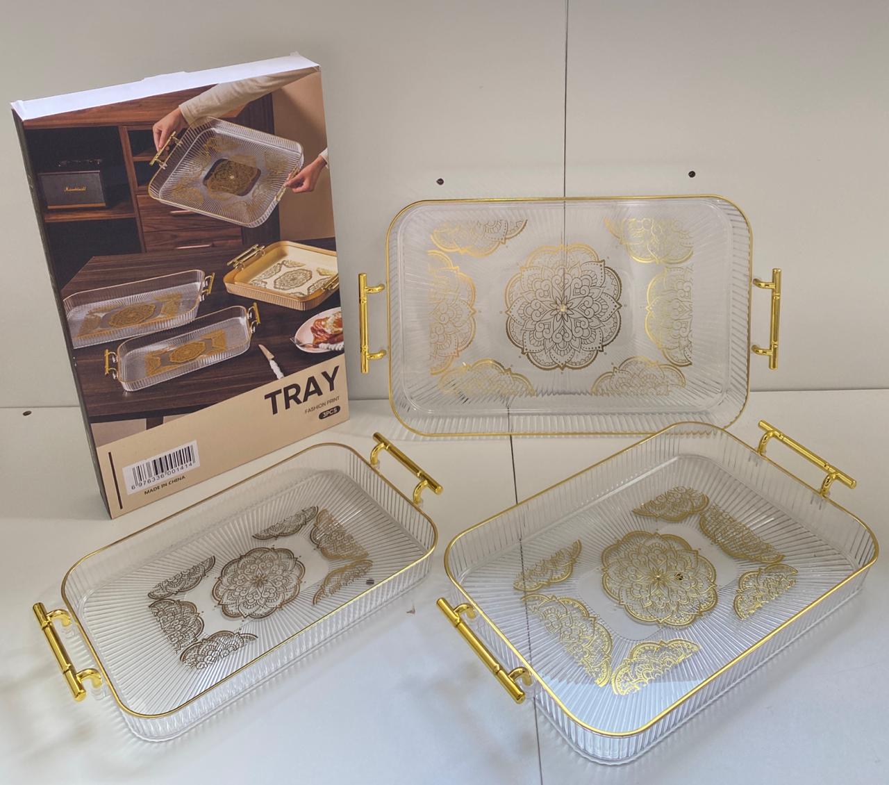 New model 3 pcs tray transparent .