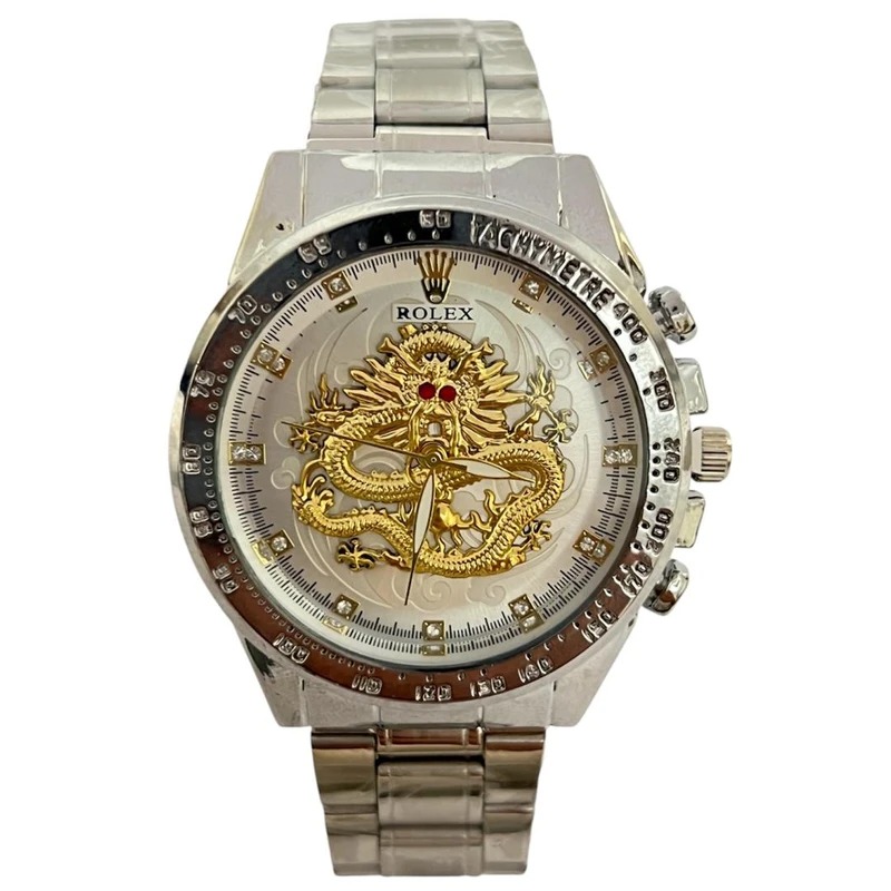 RX Silver Toned Dragon Watch